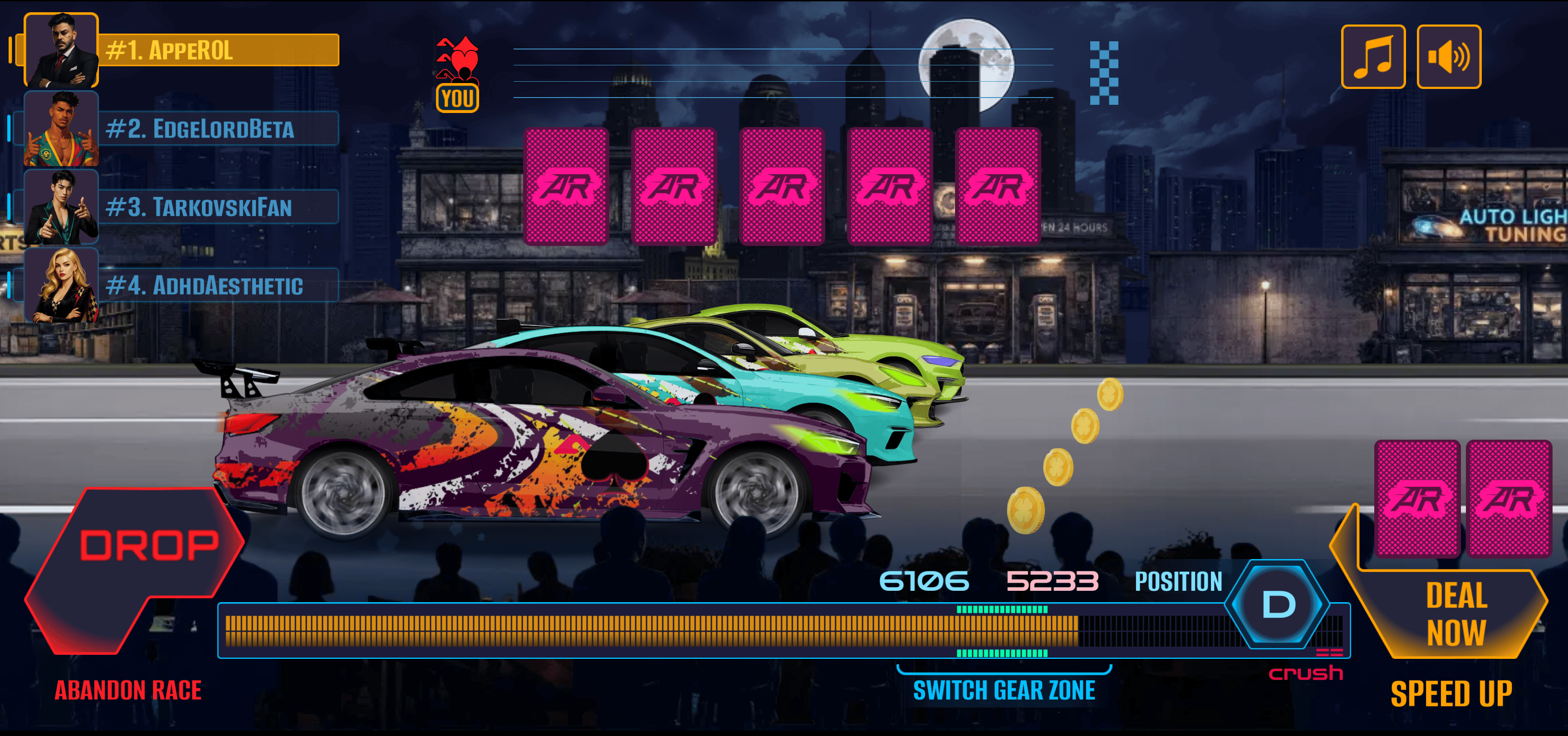 Ace Race checkpoint card reveal – suit matters