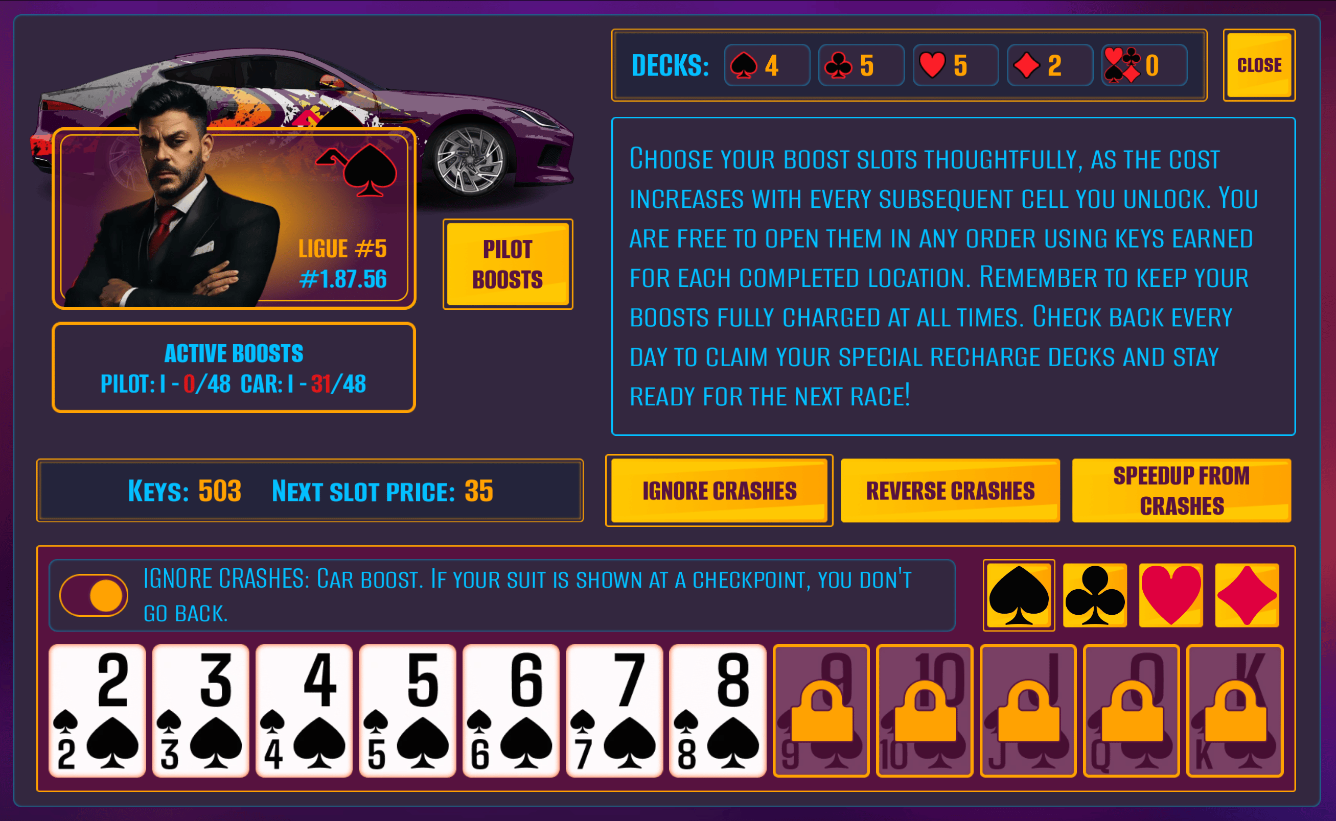 Car boost icon for ignoring crashes in Ace Race.